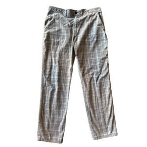 TravisMathew Faded Blue Brown Ivory Tattersall Plaid Corduroy 36x32 Dress Pants